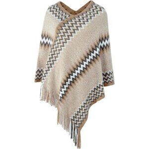 Womens Poncho Sweater Batwing Knit Tassel Soft Warm Pullover Wrap Cape One Size